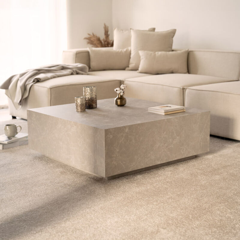 Couchtisch Marmor amiri xl Farbe: Beige, Größe: 95 x 35 x 95 cm Couchtisch Sofatisch Tisch Couchtisch-Marmor - Home Deluxe