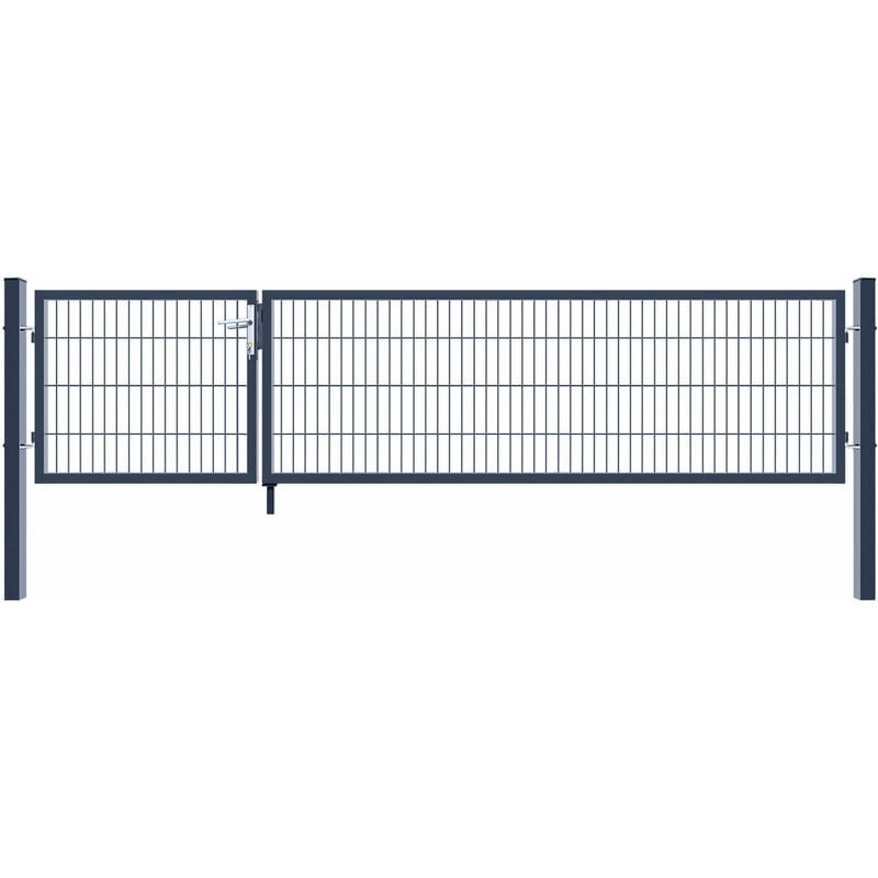 HOME DELUXE - Doppelflügel Gartentor ADITUS Farbe: Anthrazit, Größe: 80 x 350 cm Gartentür Zauntor Pforte Hoftor