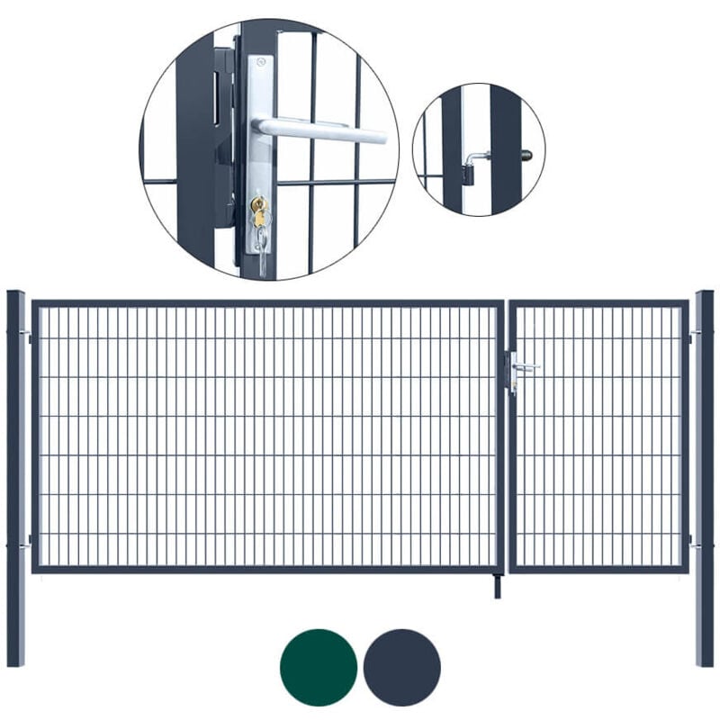 HOME DELUXE - Doppelflügel Gartentor ADITUS Farbe: Grün, Größe: 120 x 350 cm Gartentür Zauntor Pforte Hoftor