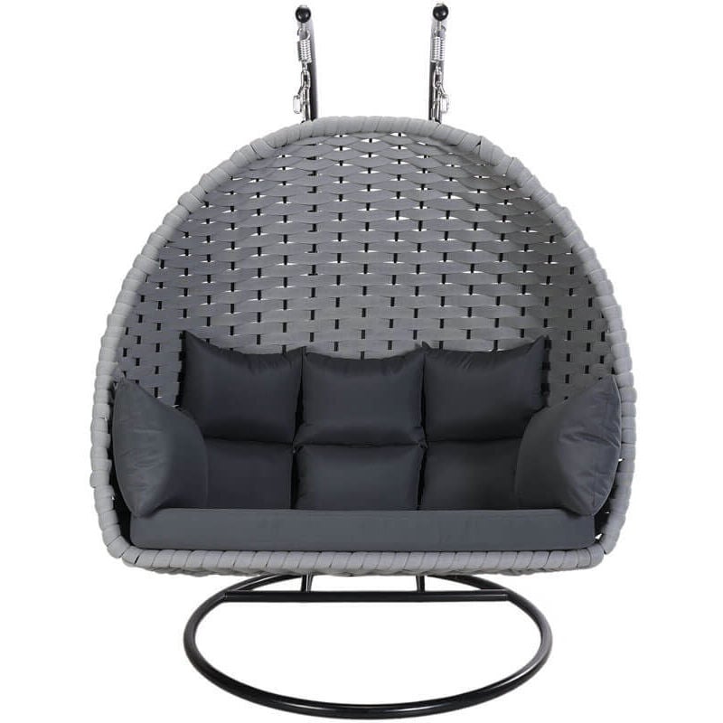 HOME DELUXE Hängesessel aus Seilgeflecht CADEIRA Hellgrau - 2-Sitzer Hängekorb, Hängestuhl, Gartenmöbel, Gartenschaukel Seilgeflecht Hängesessel,