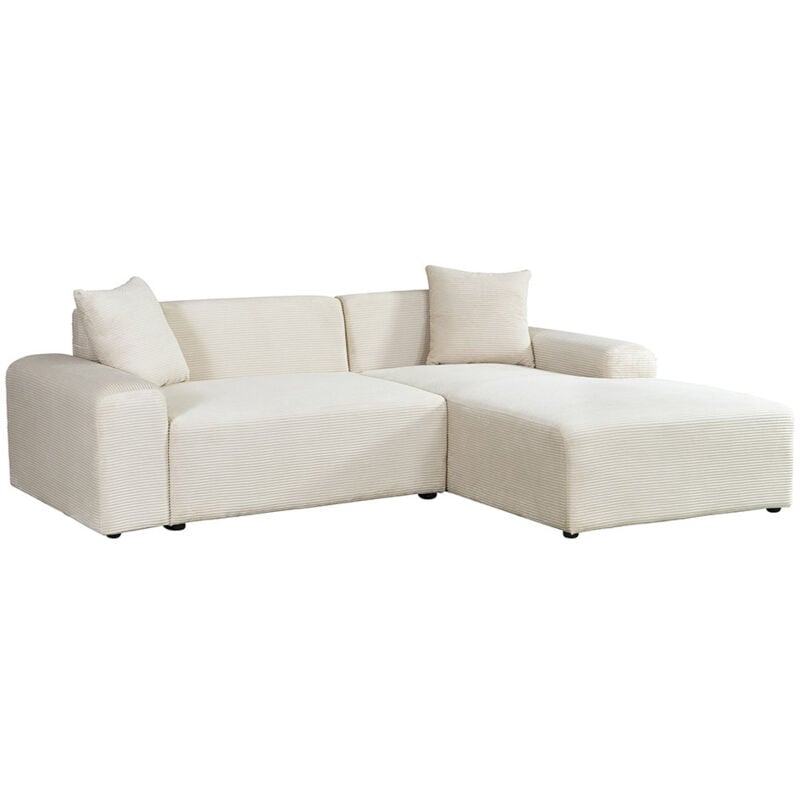 HOME DELUXE Ecksofa AMELIO Cord - Beige Rechts - 240 x 178 cm I Modernes Wohnzimmer-Sofa mit Ottomane ecksofa cord, cord ecksofa modern, ecksofa cord