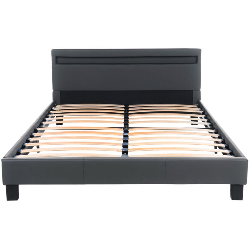 Home Deluxe - led Bett astro Farbe: Dunkelgrau, Größe: 140 x 200 cm Bett Mit Matratze 180X200