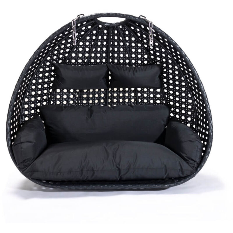 Home Deluxe - Polyrattan Hängesessel nur Korb und Kissen twin Farbe: Schwarz, Ausstattung: Korb und Kissen Poly Rattan Hängesessel Hängekorb