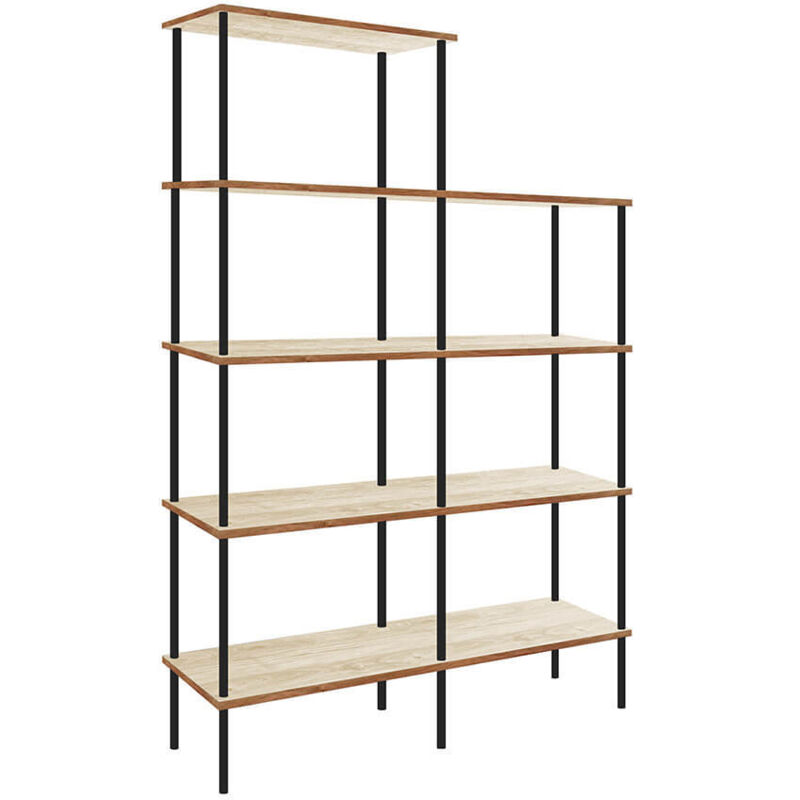 HOME DELUXE Regal INDU Light Oak 140 x 196 cm I Bücherregal, Standregal, Offenes Regal, Wohnzimmerregal Regalsystem Regal Bücherregal Wandregal