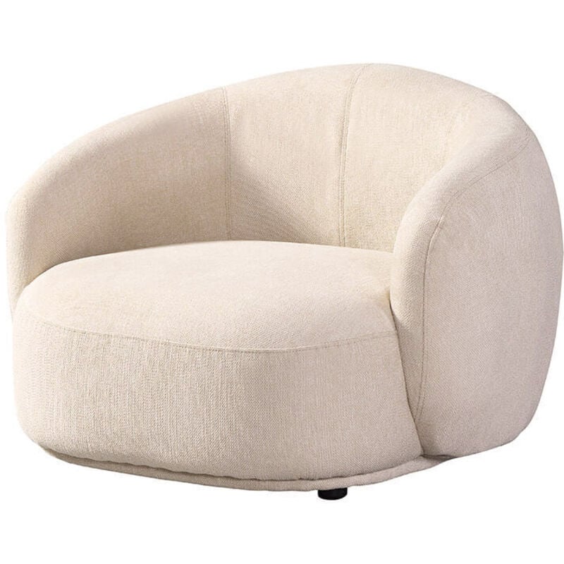 HOME DELUXE Sessel CASARA Webstoff Beige - 99 x 104 x 72 cm I Runder Sessel, Wohnzimmer, Sessel Abgerundeter mit Armlehnen, Design Sessel,