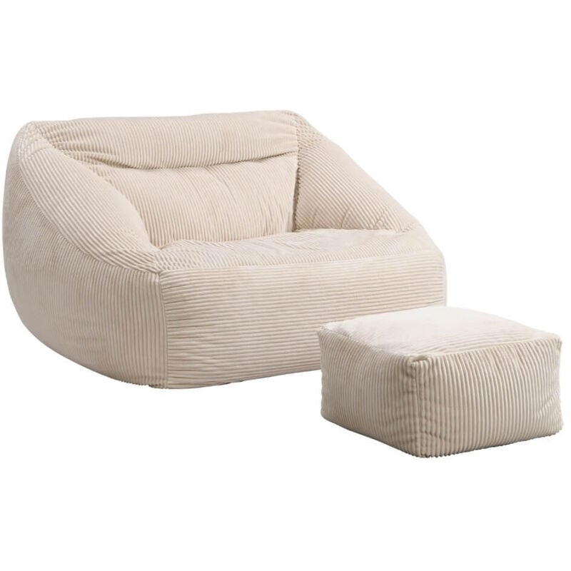 Home Deluxe - Sitzsack mit Hocker cozy Farbe: Beige Sitzsack Bean Bag Sitzkissen