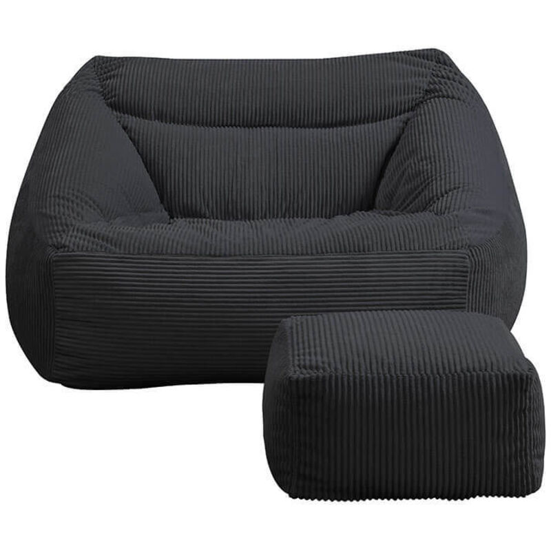 Sitzsack mit Hocker cozy Farbe: Anthrazit Sitzsack Hocker Polstersessel Loungesessel - Home Deluxe