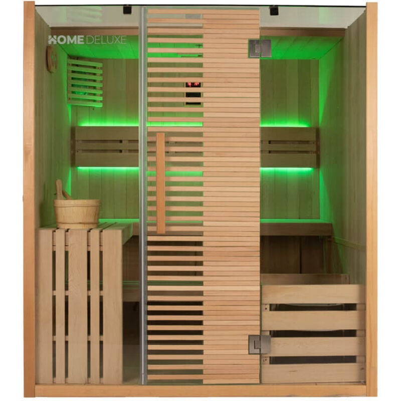 Home Deluxe - Traditionelle Sauna omaha - 180 x 150 cm für 4 Personen Sauna Saunakabine Massivholz Traditionell