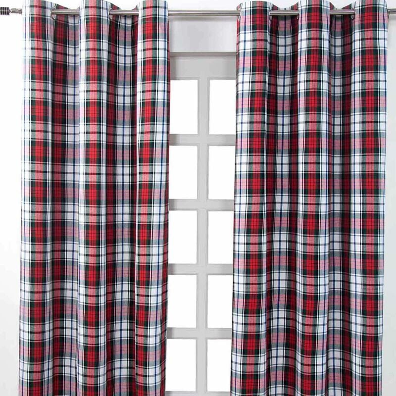 Gardinen mir Ösen Schottenmuster MacDuff 2er Set 100% Baumwolle, 228x137 cm - Homescapes