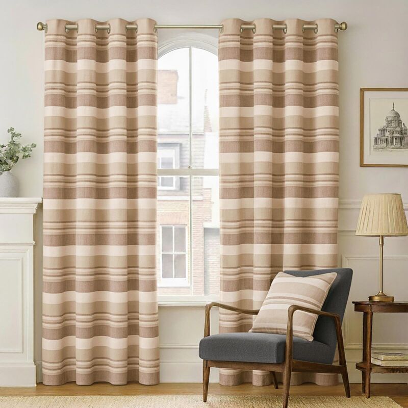 Gardinen mit Ösen Morocco beige im 2er Set, 228 x 167 cm - Homescapes