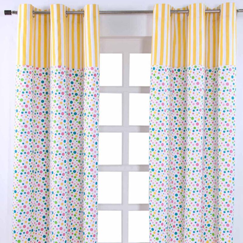 Homescapes - Gardinen Polka Dots & Streifen bunt 2er Set 137 x 117 cm