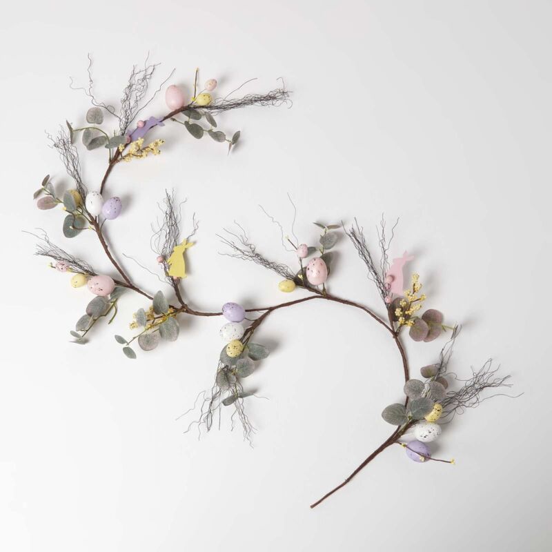 HOMESCAPES Ostergirlande violett-rosa - Deko-Girlande mit Ostereiern & Deko-Hasen