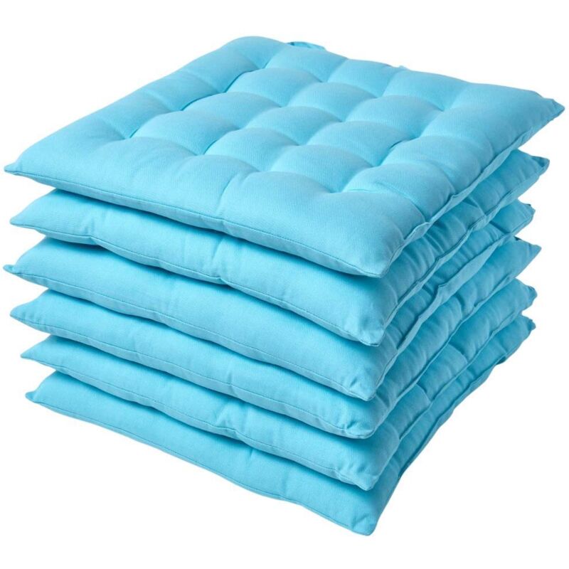 Stuhlkissen hellblau 6 Stück - Homescapes