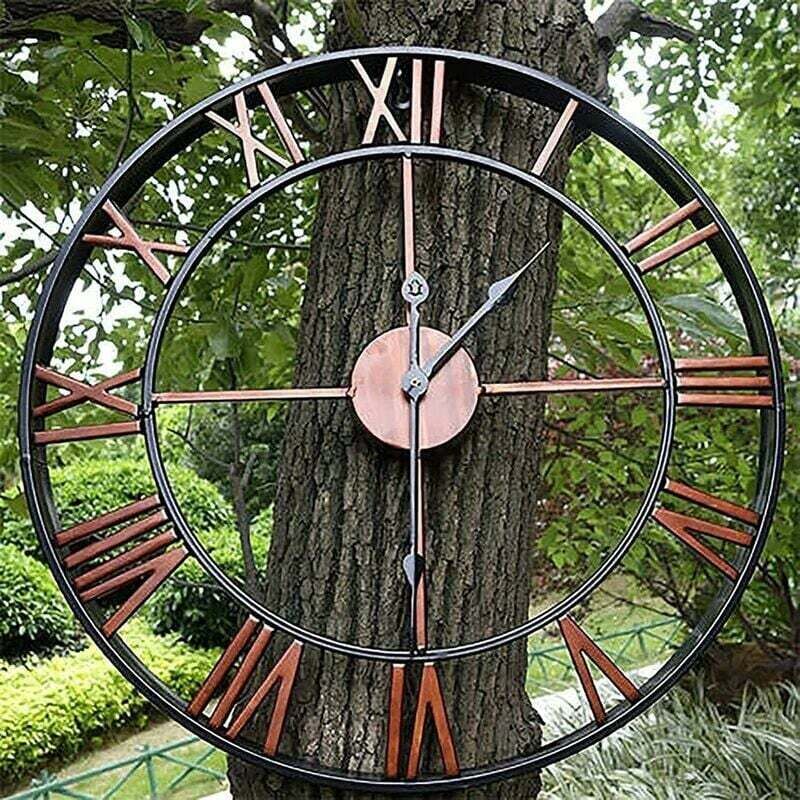 Gartenuhr Outdoor Garten Wanduhr Große römische Ziffer Gartenuhr Eisen Outdoor Uhr, 40cm/16inch