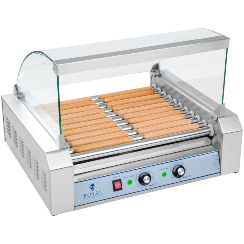 Royal Catering - Hot Dog Maker Hot Dog Grill Gerät Hotdog Rollen Grill Edelstahl 11 Rollen 2200 w