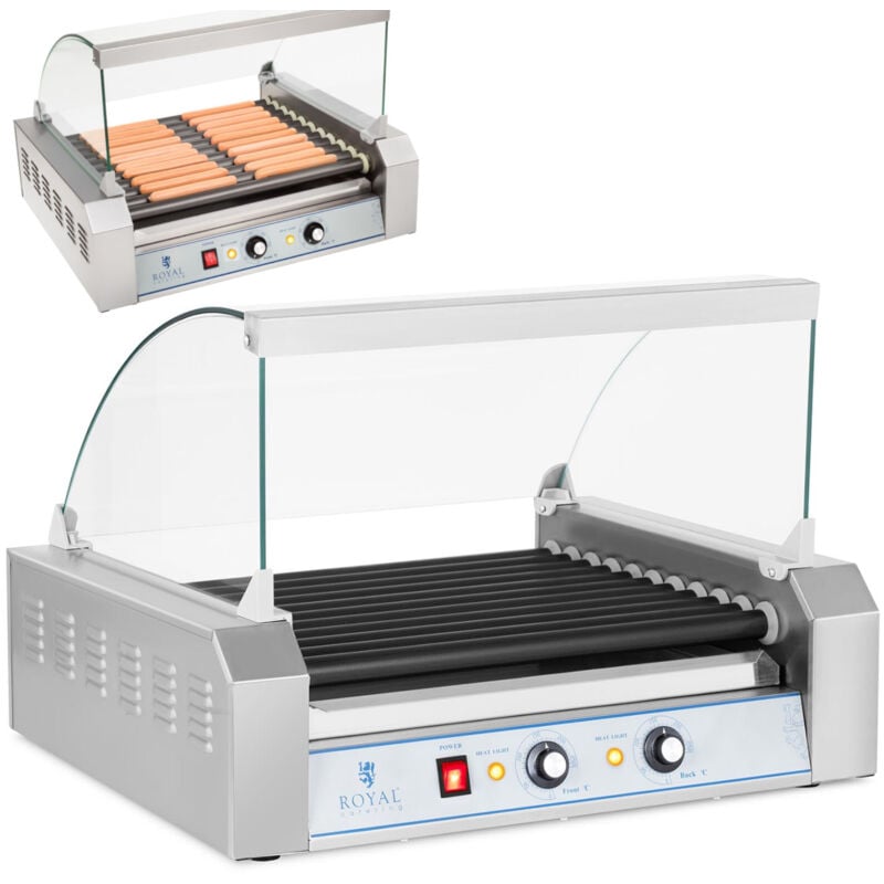 Royal Catering - Hot Dog Maker Hot Dog Gerät Hotdog Rollen Grill Teflon 11 Rollen 2200W Grill