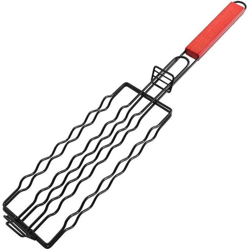 Hot Dog Grillkörbe, Tragbarer BBQ-Wurstständer, Wurstroller, Clip-on-Halter für 6 Hot Dogs, Grillwerkzeuge für den Außenbereich