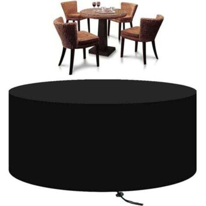 Runde Gartenmöbel-Abdeckung, strapazierfähige Schutzhülle aus 210D-Oxford-Gewebe für Gartentisch-Set, runde Abdeckung für Gartenmöbel 128 x 71 cm –