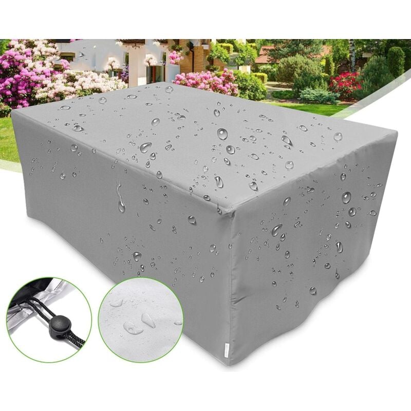 Gartenmöbel-Abdeckung, Oxford-Gartenmöbel-Abdeckung, winddicht, UV-beständig, rechteckige Gartentisch-Abdeckung, silberfarben, 150 x 150 x 75 cm