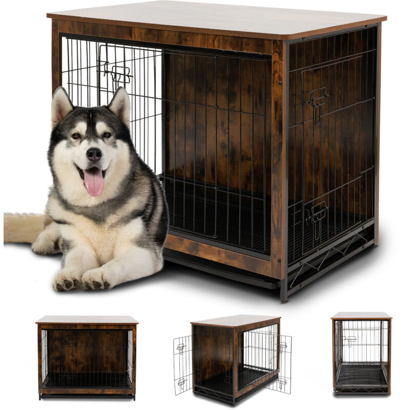 MaxxPet Hundebox aus Holz 98x65x68 cm - Hundebox - Hundebox für zu Hause - Hundehütte - Braun