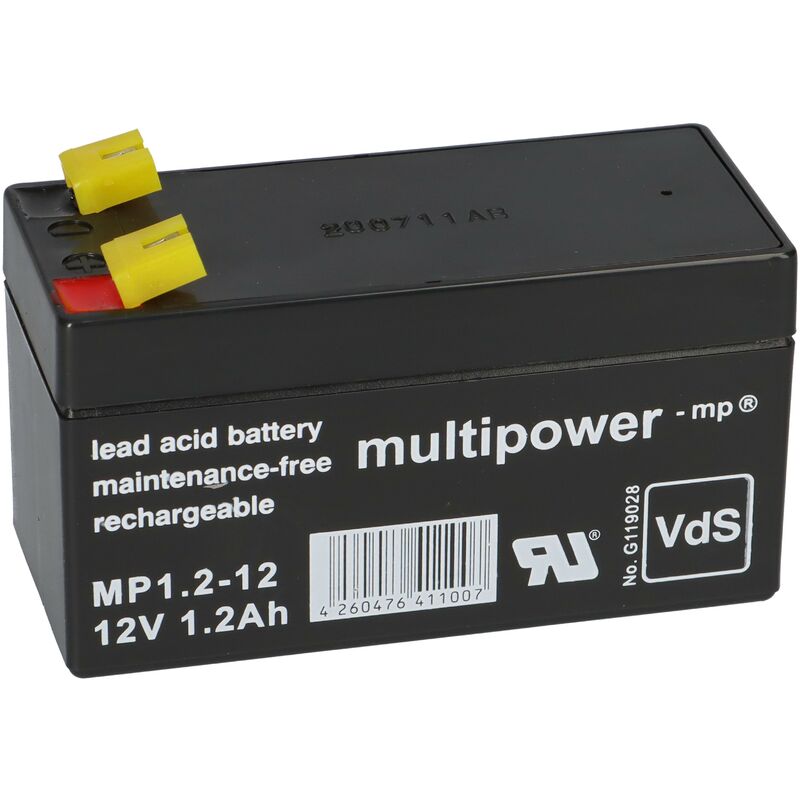 Hückmann - Multipower Blei-Akku MP1,2-12 Pb 12V 1,2Ah VdS G107032, Faston 4,8
