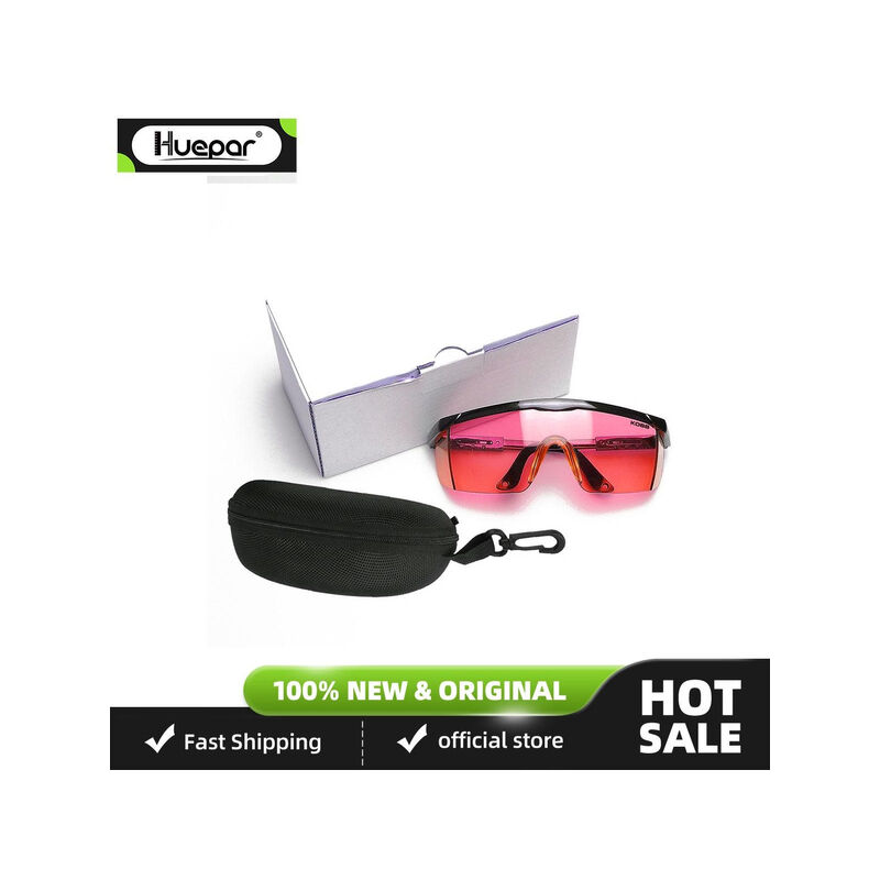 Huepar GL01R Rot Laserlichtbrille - Roter Laserbrille für Roter Strahl Kreuzlinienlaser, Rotationslaser und Mehrlinienlaser - zur Verbesserung der