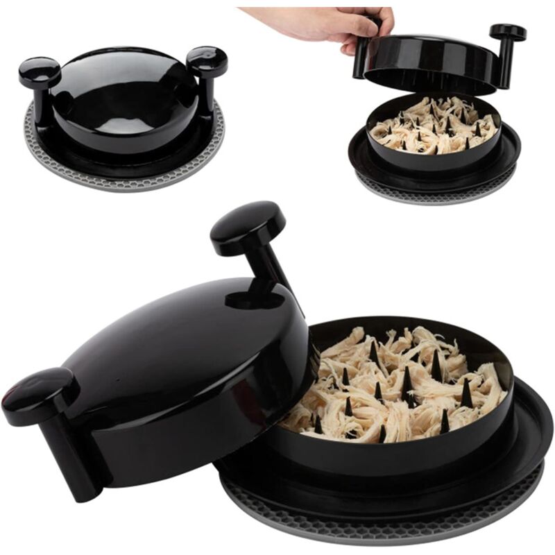 Fleischwolf, Fleischzerkleinerer, Fleischwolf-Werkzeug mit Griff und rutschfestem Boden, geeignet für Pulled Pork, Rindfleisch, Hähnchen (Schwarz)