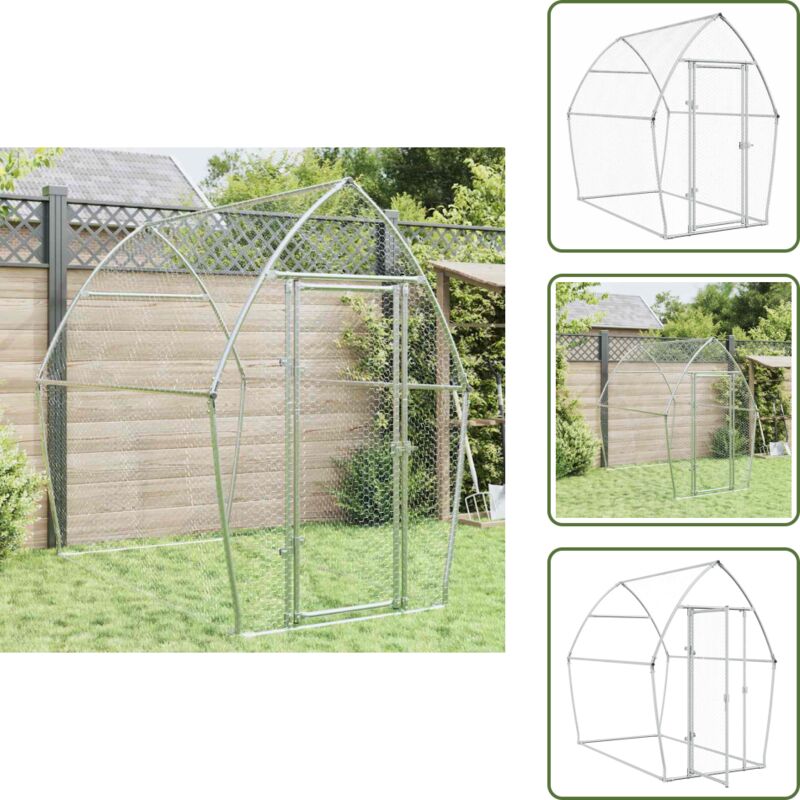 Hühnerkäfig Silbern 200x105x182 cm Verzinkter Stahl - Huhnendraht - Hühnergehege - Hühnerhaus - Gartenvoliere - Vogelvoliere