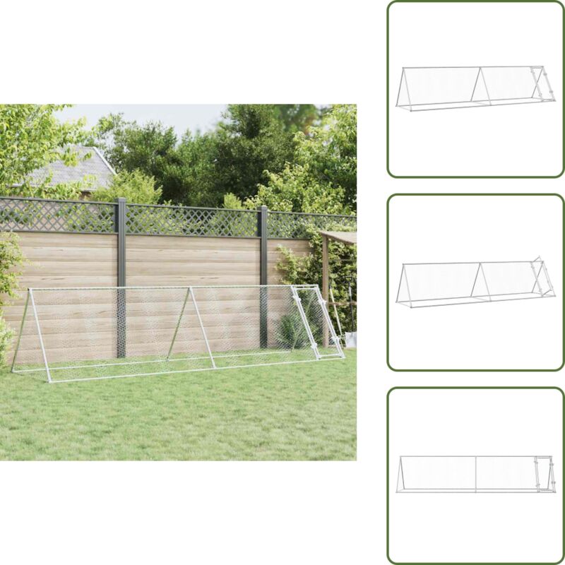 Hühnerkäfig Silbern 400x105x91 cm Verzinkter Stahl - Huhnendrahtzaun - Hühnerhaus - Hühnergehege - Freilandvoliere - Stall Für Hühner