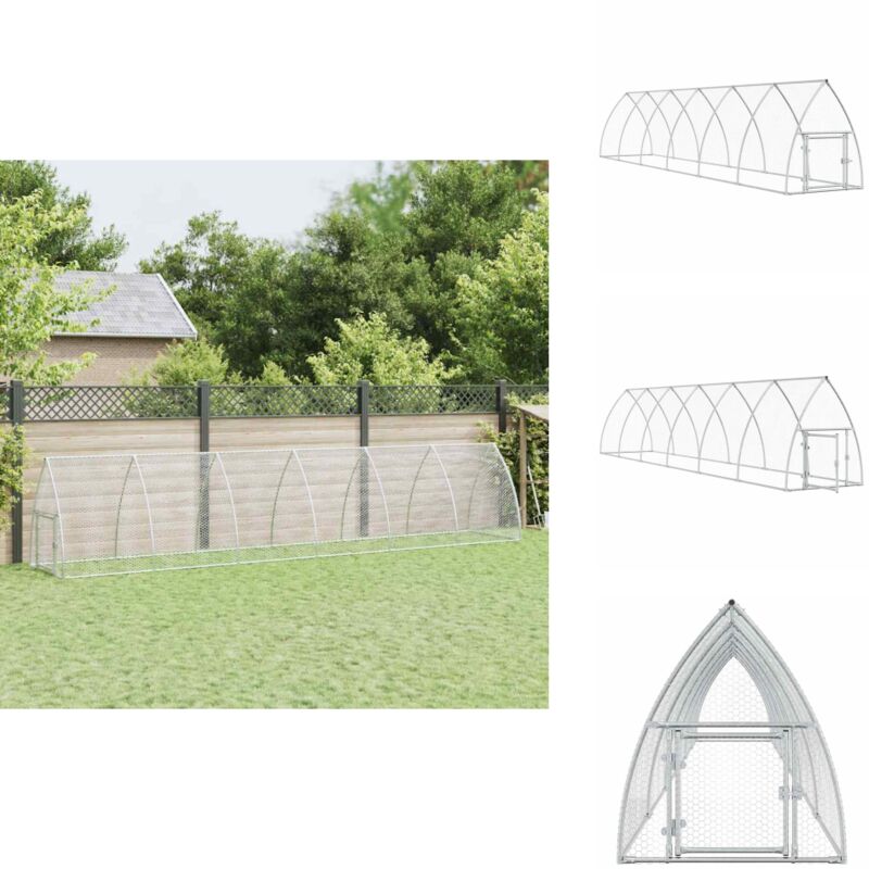 Hühnerkäfig Silbern 600x105x120 cm Verzinkter Stahl - Huhnendraht - Hühnerhaus - Hühnergehege - Freilandhaltung - Vogelvoliere