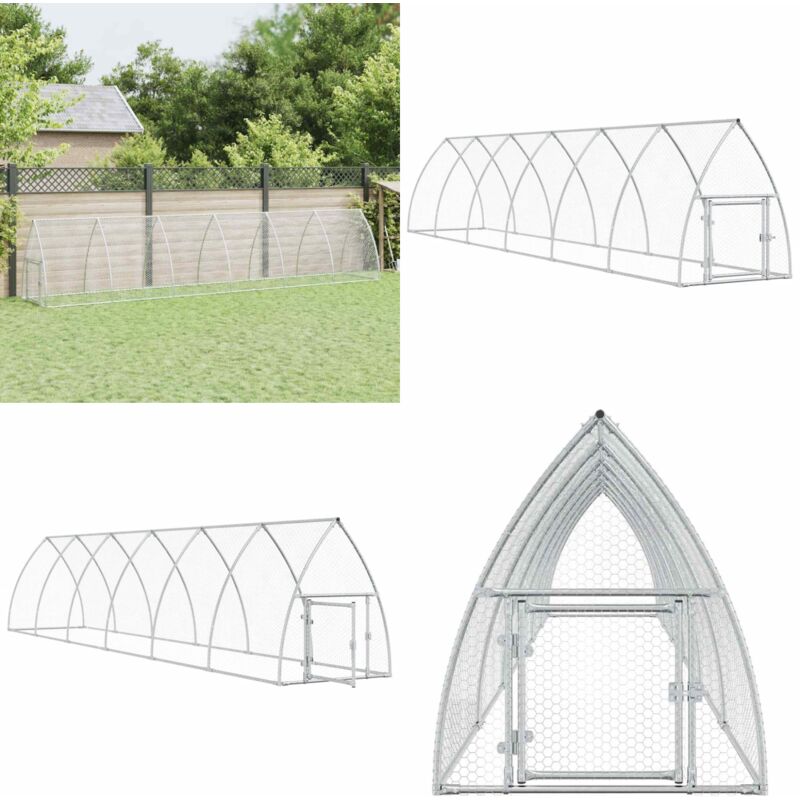 Hühnerkäfig Silbern 600x105x120 cm Verzinkter Stahl - Huhnendraht - Hühnerhaus - Hühnergehege - Freilandhaltung - Vogelvoliere - Home & Living