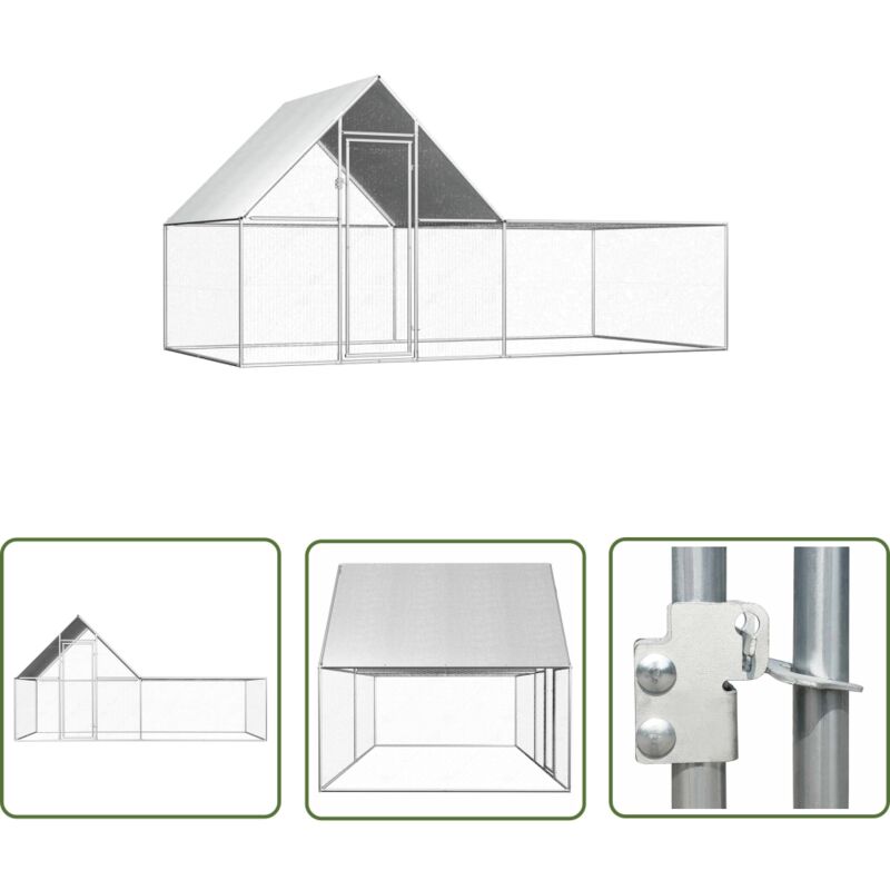 The Living Store Hühnerstall 4x2x2 m Verzinkter Stahl - Huhnerstall - Hühnerauslauf - Vogelvoliere - Stall Für Vögel - Gartenzubehör