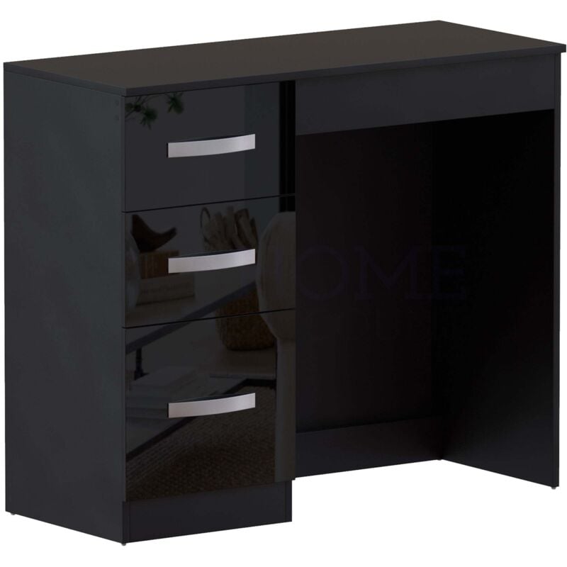 Home Discount - Hulio Schminktisch 3 Schubladen Hochglanz Makeup Schminktisch Aufbewahrungstisch, Schwarz