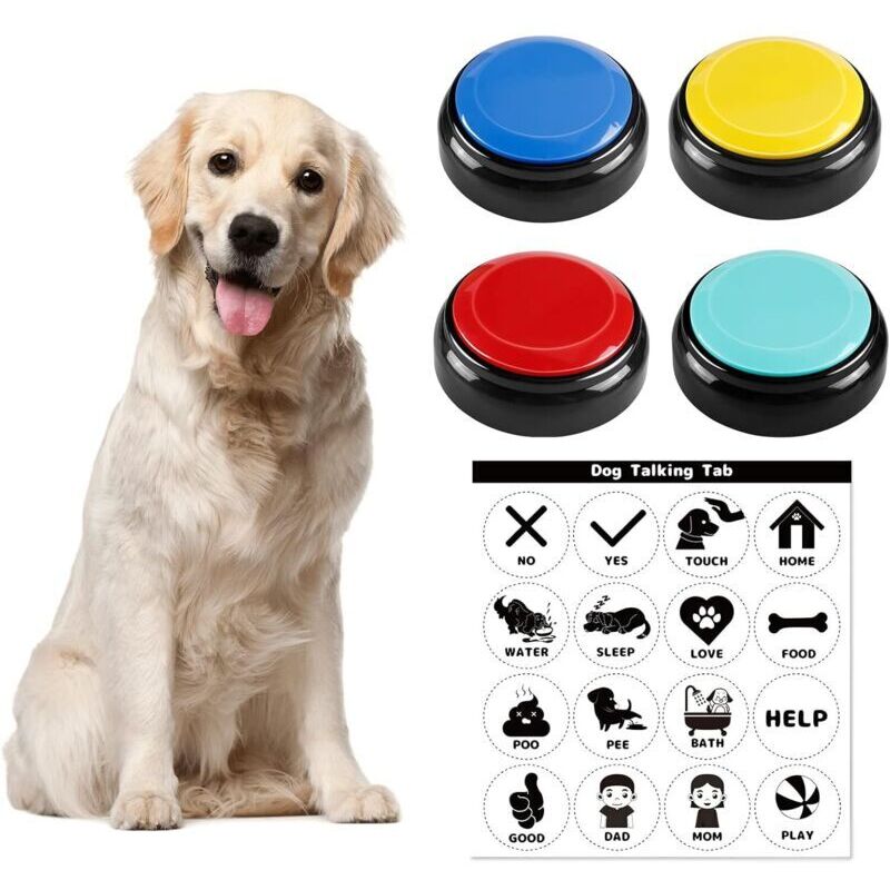 Hunde-Sprachausgabeknöpfe, Hunde-Summer mit Aufnahmefunktion, intelligentes Hundespielzeug, Hunde-Kommunikationsknopf,