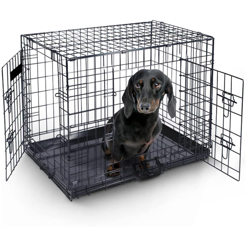 MaxxPet Hundebox mit Schiebetür 63x44x50 cm - faltbar - Hundebox - Reisebox - Schwarz