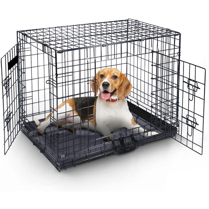 MaxxPet Hundebox mit Schiebetür 92x58x64 cm - faltbar - Hundebox - Reisebox - Schwarz
