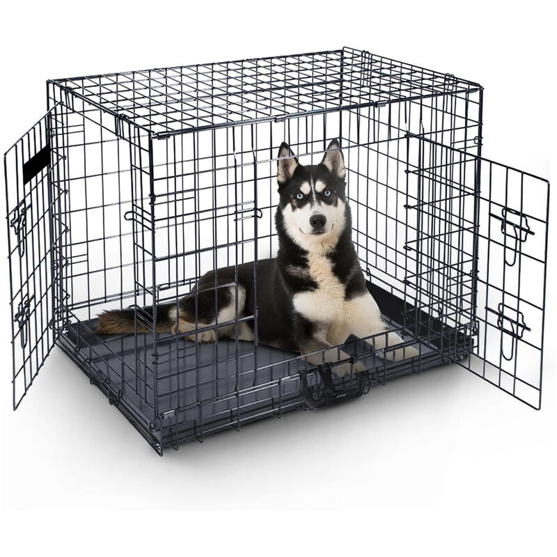 MaxxPet Hundebox mit Schiebetür 122x74x81 cm - faltbar - Hundebox - Reisebox - Schwarz