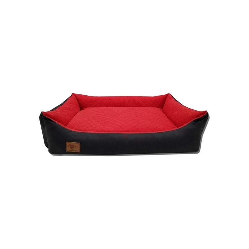Viking Choice - Hundebett - 100 x 70 cm - waschbarer Bezug - wasserdicht - Hundebett - Kissen - rot/schwarz
