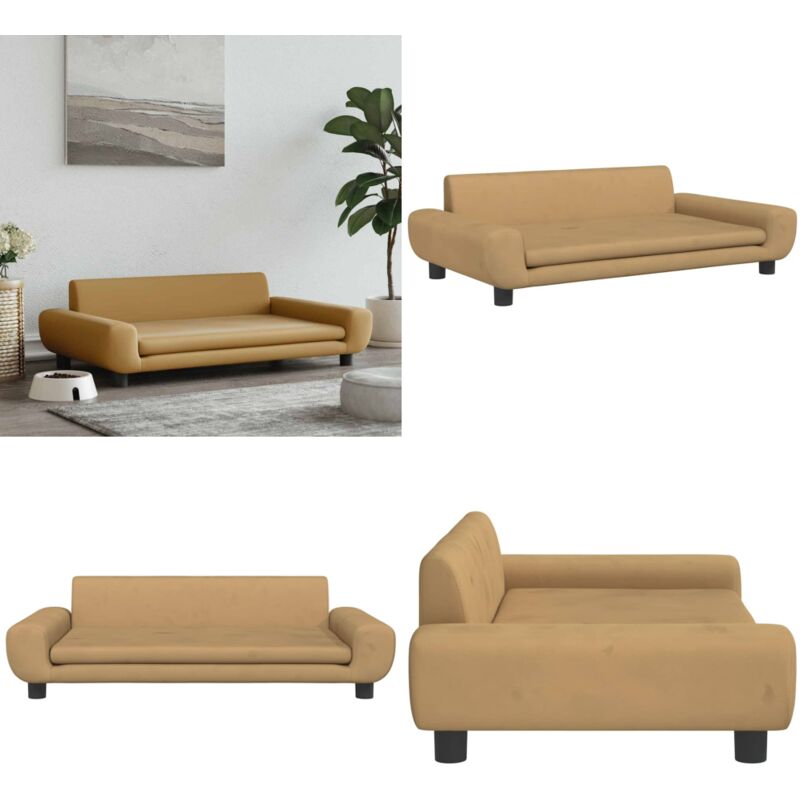 Hundebett Braun 100x54x33 cm Samt - Hunde Bett - Samtesofa - Tierbett - Hundekissen - Kleines Hundehaus - Home & Living