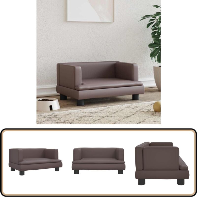 Hundebett Braun 60x40x30 cm Kunstleder - Hunde Bett - Hundebett - Haustierbett - Kleines Hundebett - Gemütliches Hundebett