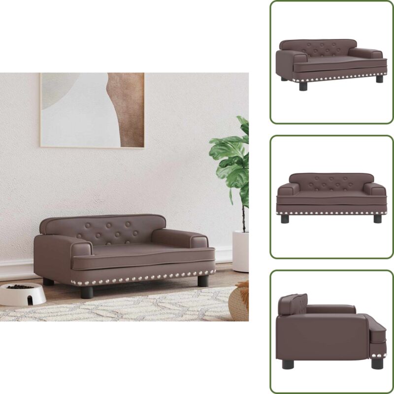 Hundebett Braun 70x45x30 cm Kunstleder - Hunde Bett - Hundebett - Haustierbett - Tierbett - Sofabett Für Hunde