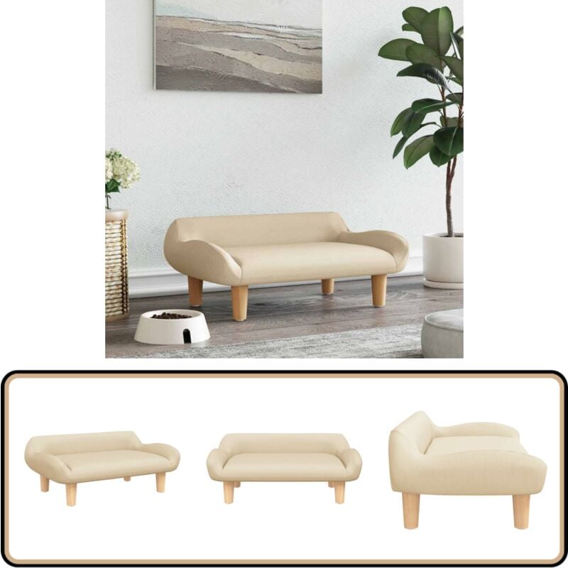 Hundebett Creme 70x40x24 cm Stoff - Hunde Bett - Hundebett - Haustierbett - Sofabett - Kleintierbett