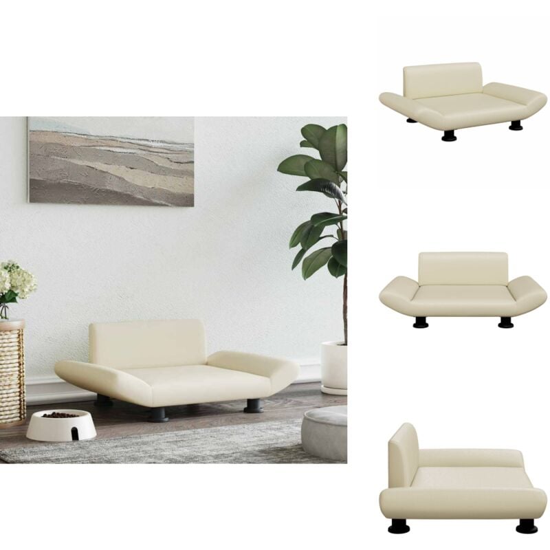 Hundebett Creme 70x45x28 cm Kunstleder - Hunde Bett - Hundebett - Haustierbett - Sofabed Für Tiere - Kleines Hundebett
