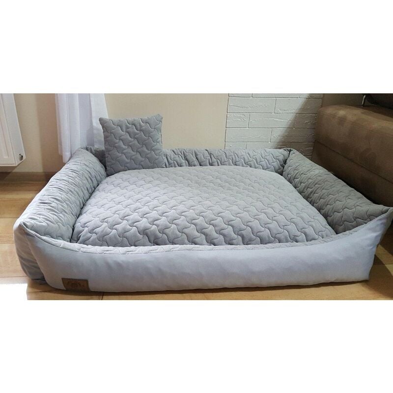 Viking Choice - Hundebett grau mit Kissen 120x90 cm - waschbares Hundekissen - wasserdichtes Hundebett - Grau