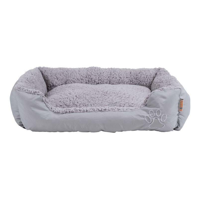 Hundebett Hundekissen Haustierbett Hundekorb Tierbett Hundesofa Hellgrau/Grau 50x37x17 cm