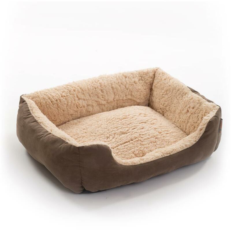 Estexo - Hundebett Hundekissen Hundekorb Haustierbett Hundesofa Decke Dunkelbraun/Beige 50x37x17 cm