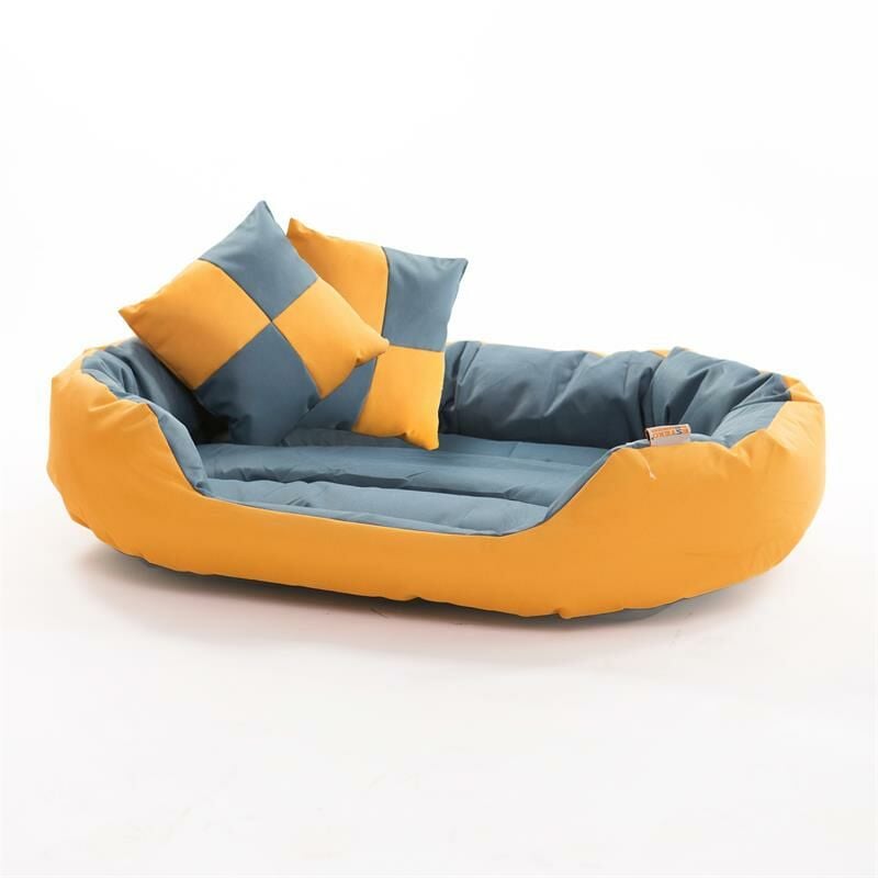 Estexo - Hundebett Hundekissen Hundekorb Haustierbett Matte Hundesofa Katze Gelb/Blaugrau 110x80x23 cm