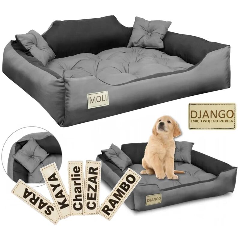 Hundebett, Laufstall, 75x65 cm, personalisiert, grau
