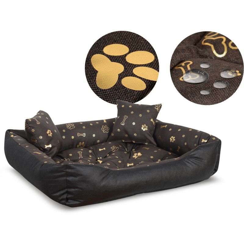 Hundebett, Laufstall, 75x65 cm, wasserdicht, goldene Knochen