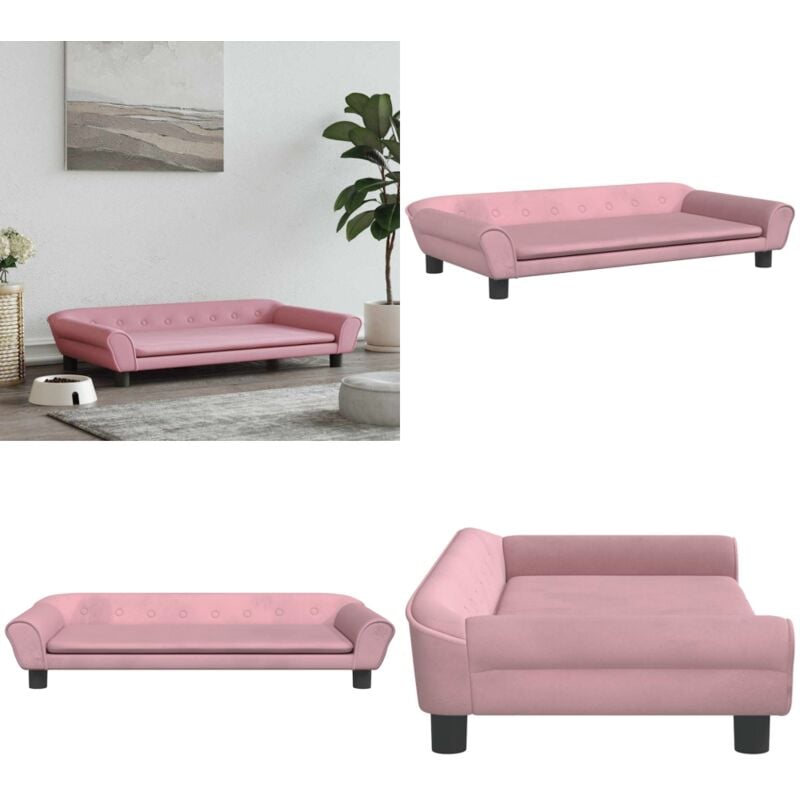 Hundebett Rosa 100x50x21 cm Samt - Hunde Bett - Samteschlafplatz - Tierbett - Kuschelhöhle - Klein Hundebett - Home & Living